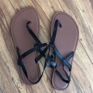 black strappy sandals with elastic back NWT